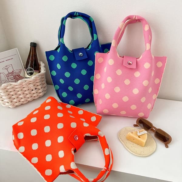Knit Handbag Kangaskassi PUNAINEN red