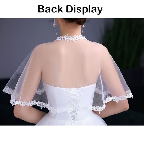 Bride Shawl Evening Prom Cape HVIT white