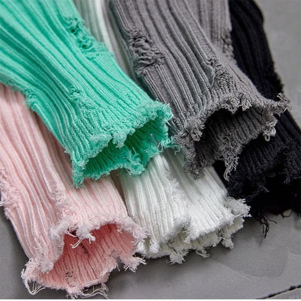 Broken Hole Cotton Socks Beggar Pile Sukat TUMMANHARMAA dark grey
