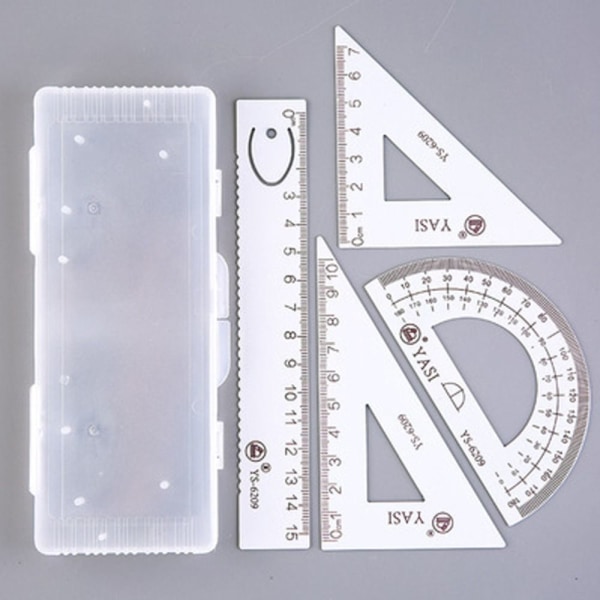4 kpl / set Piirustustyökalut Math Geometry Tool VALKOINEN white