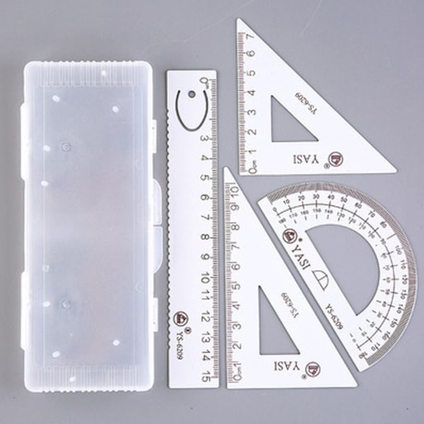 4stk/sett Tegneverktøy Math Geometri Tool HVIT white