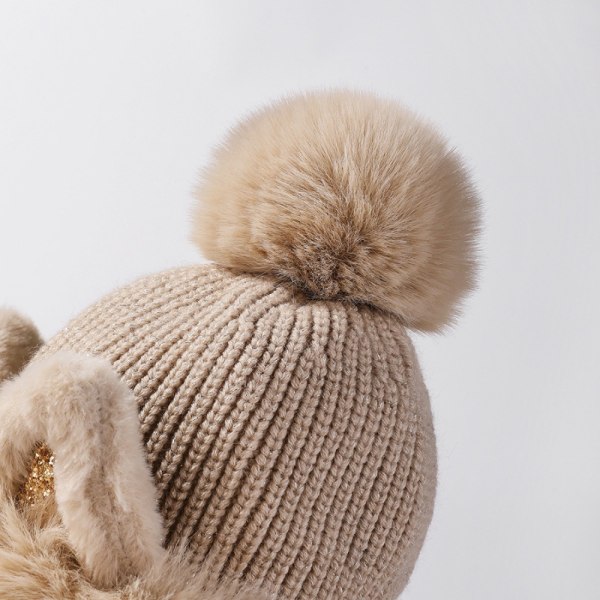 Varme strikkede luer pelsbeanie lue ROSA pink