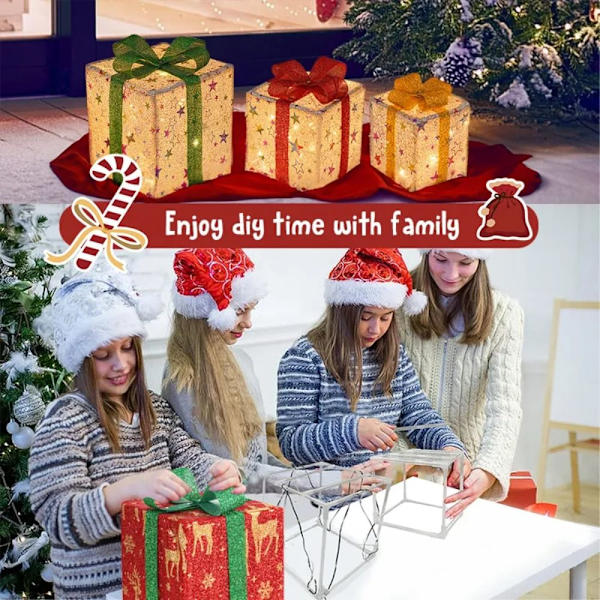 3st Dekoration Upplysta presentaskar Jul LED-lampor A A A
