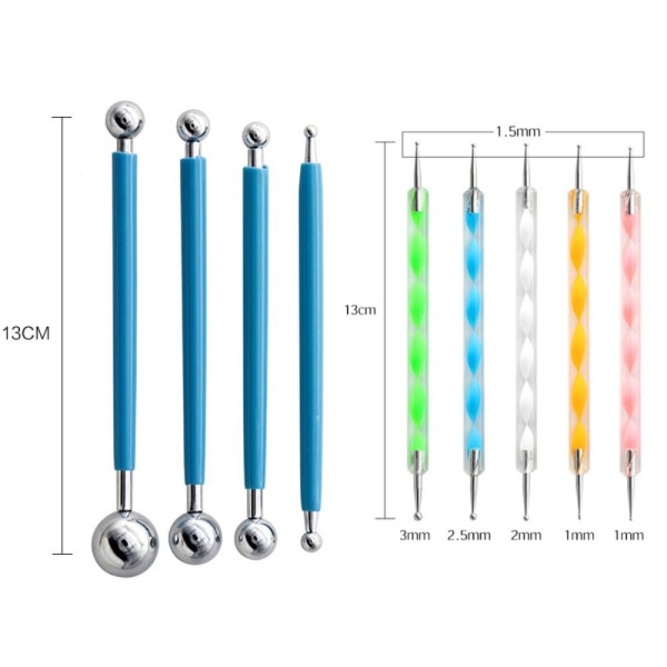 16 stk/sett Mandala Dotting Tool Maling Stein Kunstpenn
