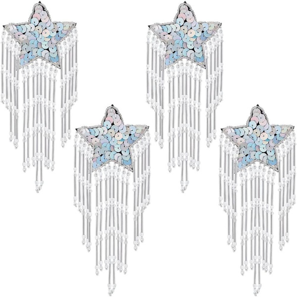 Beaded Star Patches Star Patches kanssa tupsu Tupsu paljetti Star