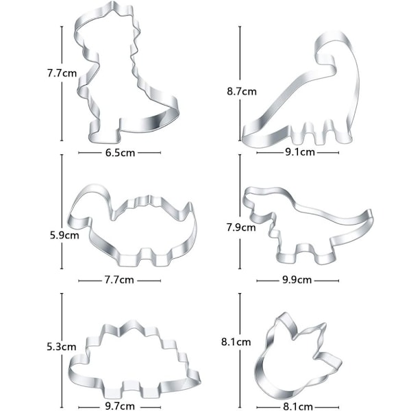 6 kpl Dinosaur Pikkuleikkurit Metallinen mold 6 KPL 6 KPL 6pcs