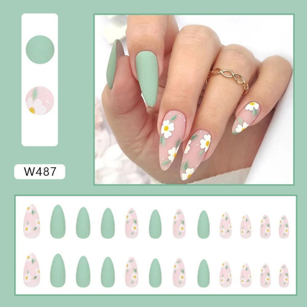 24stk False Nails Long Mandel W487 W487 W487