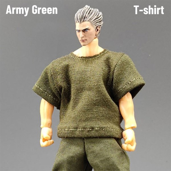 1/18 Pienoisvaatteet Soldier Casual Housut ARMY GREEN T-PAITA Army Green T-shirt-T-shirt