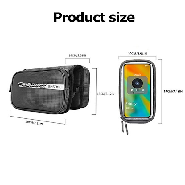 Cykel Top Frame Taske Cykel Sadeltaske UDEN TELEFONTASK UDEN Without Phone Bag