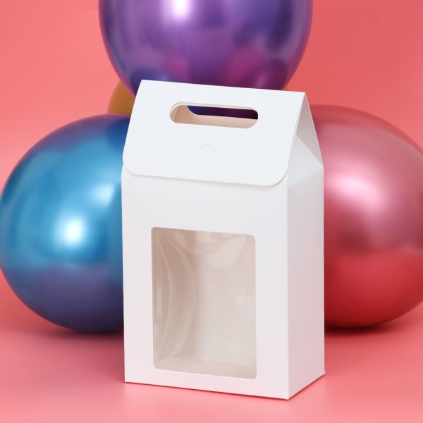 6st Papperspresentpaket Godisförpackningspåse Klart PVC-fönster white 19.5x13.5x8cm