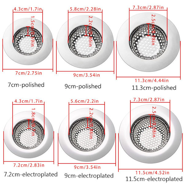 Vask Si Afløbsfilter 9CM-ELEKTROPLATED 9cm-electroplated