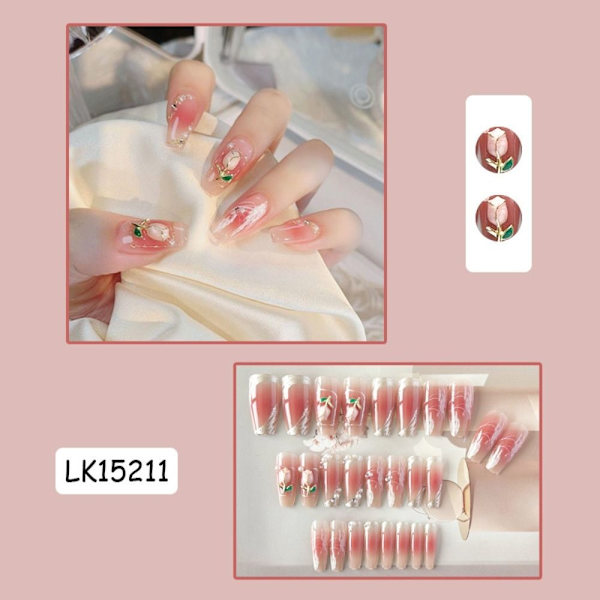 24 stk falske negle lange franske W031 W031 W031