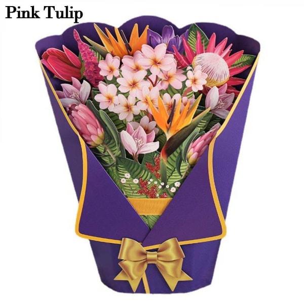 3D Pop-up Bukett Papper Blommor ROSA TULIP ROSA TULIP Pink Tulip