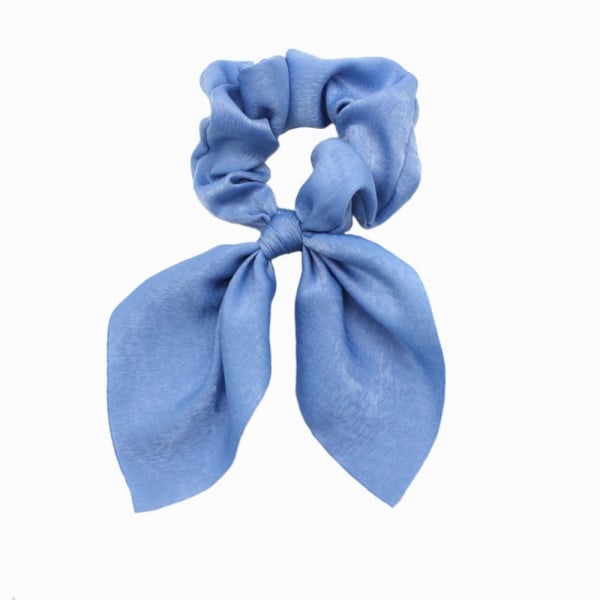 5st Silk Scrunchie Bowknot Hårrep BLÅ blue