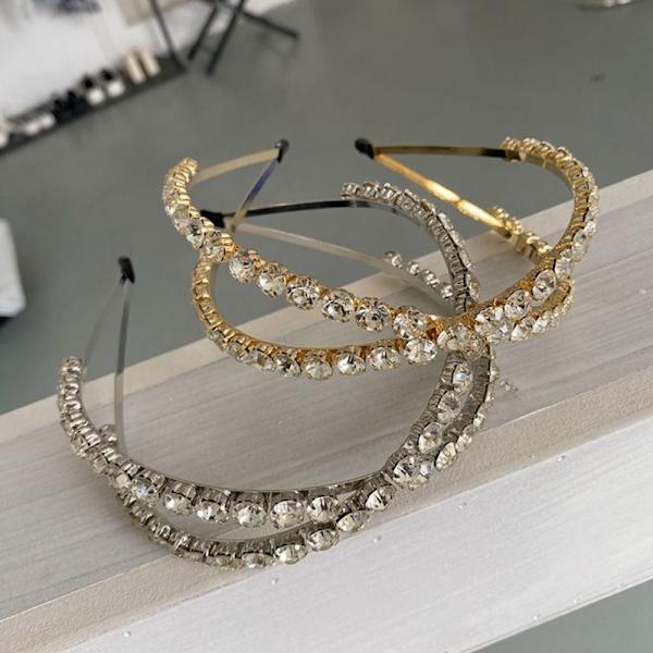 Barokk pannebånd Rhinestone Crown GULL gold