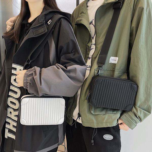 Hip-hop Messenger Box Bag Trendig axelväska svart