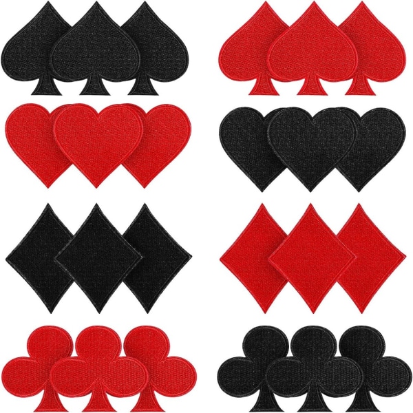 24 stk Spillekort Patch Spades Poker Patches Stryk på klær