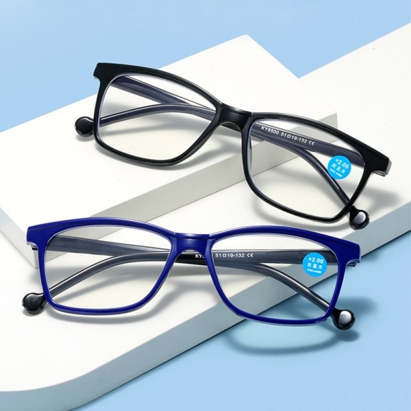 Anti-blåt lys læsebriller Firkantede briller SORT Black Strength 200