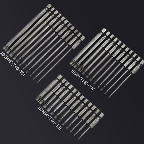 Torx skruvmejsel Bits Plommon blossom Bits ihåligt batchhuvud 11pcs-75mm