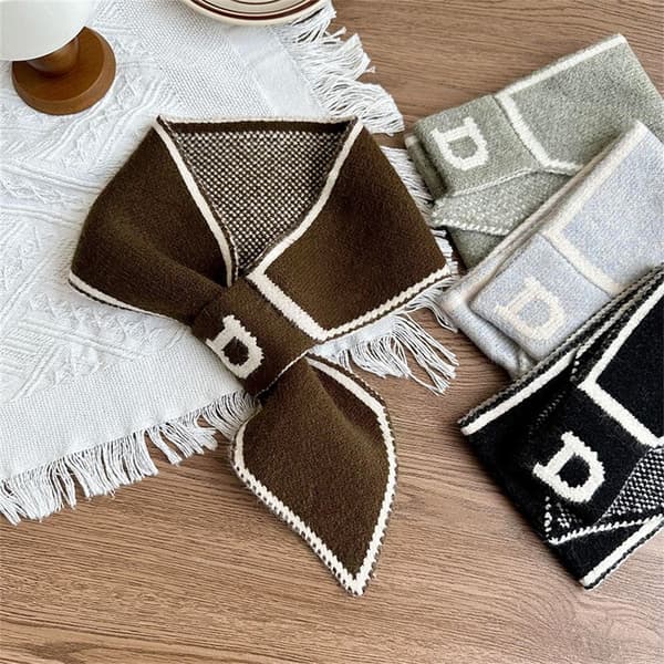 Lite Skjerf Strikk Sjal Skjerf KAFFE coffee
