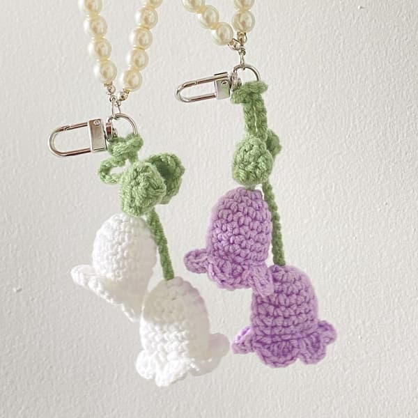 May Bells Keychain Knitting Key Chain BLÅ Blue