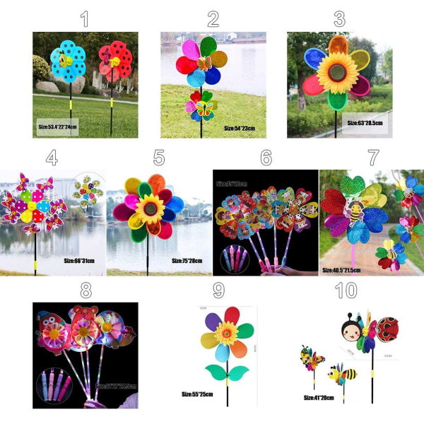 Fargerike solsikkevindmøller Layout Pinwheels Leker 3 3 3