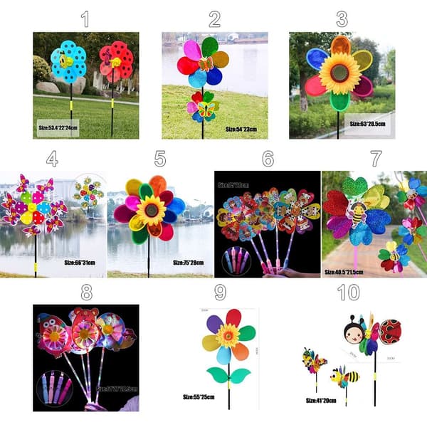 Fargerike solsikkevindmøller Layout Pinwheels Leker 5 5 5