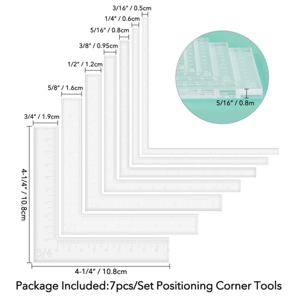 7 stk/sæt Positioneringsværktøj Positioner Kit Lagkort