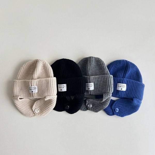 Stickade mössor för barn Beanie Ear Cup KAFFE coffee