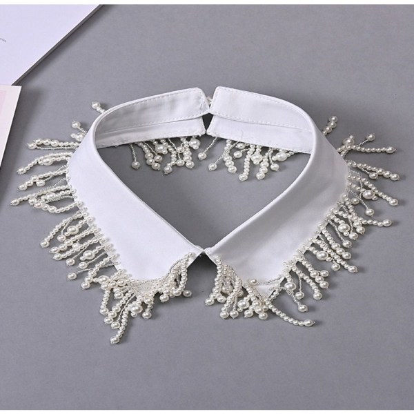 Pearl Fake Collar Avtagbar krage Halslinje HVIT 1 1 white 1-1