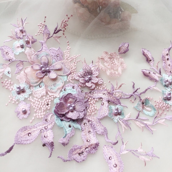 3D Spetsblommor Bröllopsklänning Trim 1 1 1