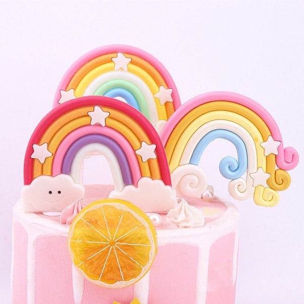 5 kpl Syntymäpäiväkakkukoristeita Rainbow Cake Toppers 7 7 7