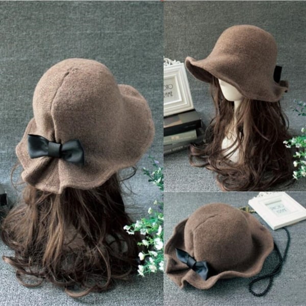 Uld Bøttehatte Dame Bowler Hat BRUN brown