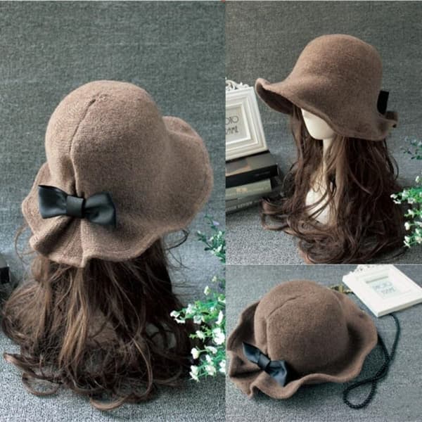 Uld Bøttehatte Dame Bowler Hat RØD red