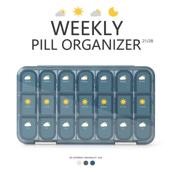 Weekly Pill Box Medicine Dispenser BLÅ 28 GRID 28 GRID blue 28 grid-28 grid