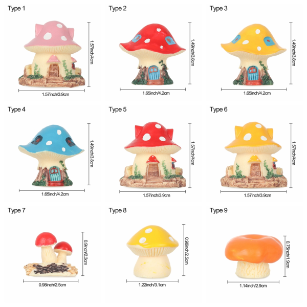 Miniature champignonhussvampefigurer TYPE 2 TYPE 2 type 2