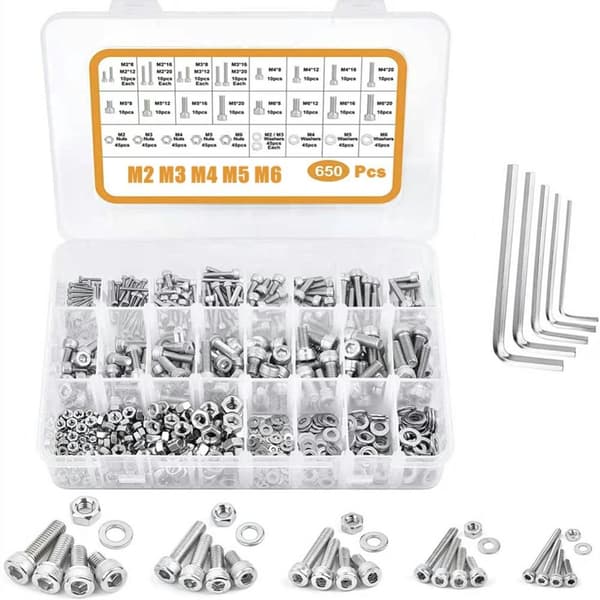 650 st cap och bultar, brickor, kit