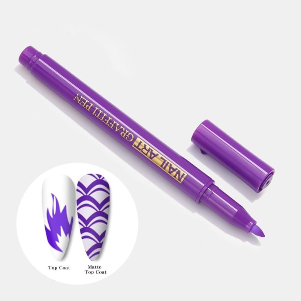 Nail Art Graffiti Penna Abstrakta Linjer LILA purple