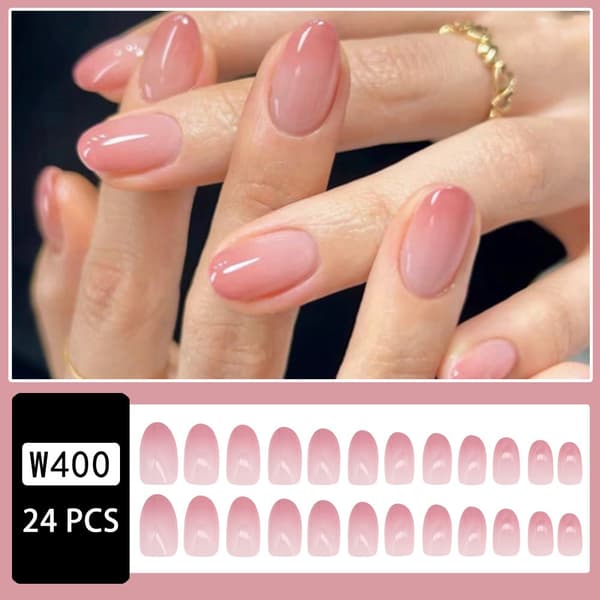 Gradient Round Head False Nails Wearable W400 W400 W400