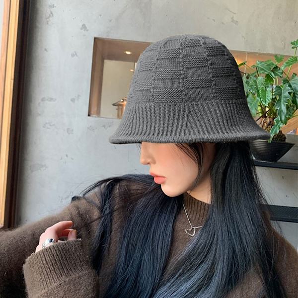 Stickad Bucket Hat Cuff Stickad Beanie GRÅ grey
