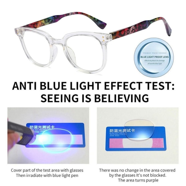 Anti-blått lys lesebriller Runde briller SVART STYRKE Black Strength 250