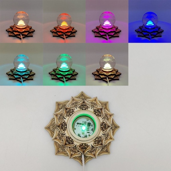 Kristallipallojalusta luonnonkivistä palloteline 3 VÄRIVALO C C 3 Color LightC