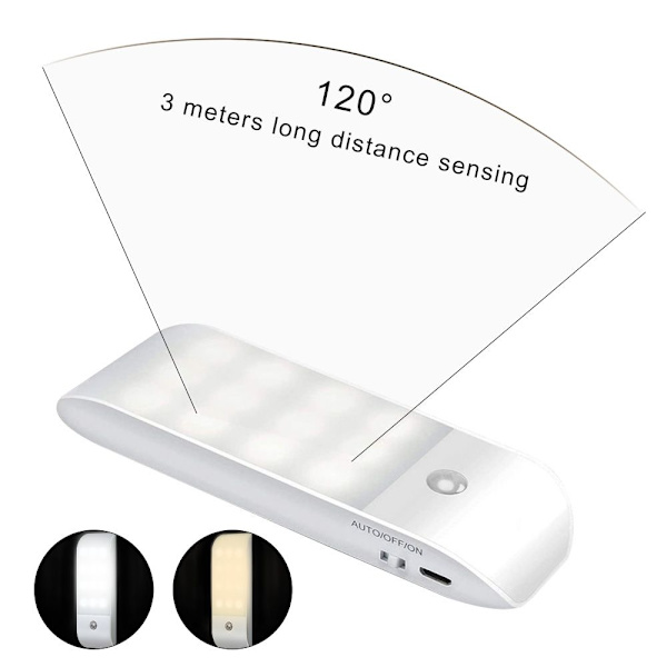 Ladattava Stair USB yövalo 12 lediä liiketunnistin white 1 Pc
