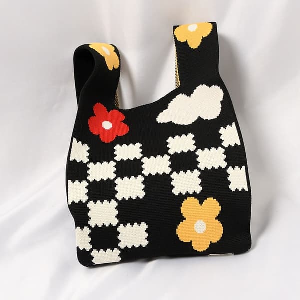 Knit Handbag Kangaskassi MUSTA2 black2