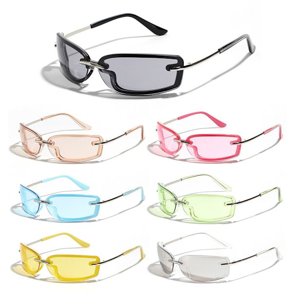 Y2K Solbriller Wrap Around SITRON GUL Lemon Yellow