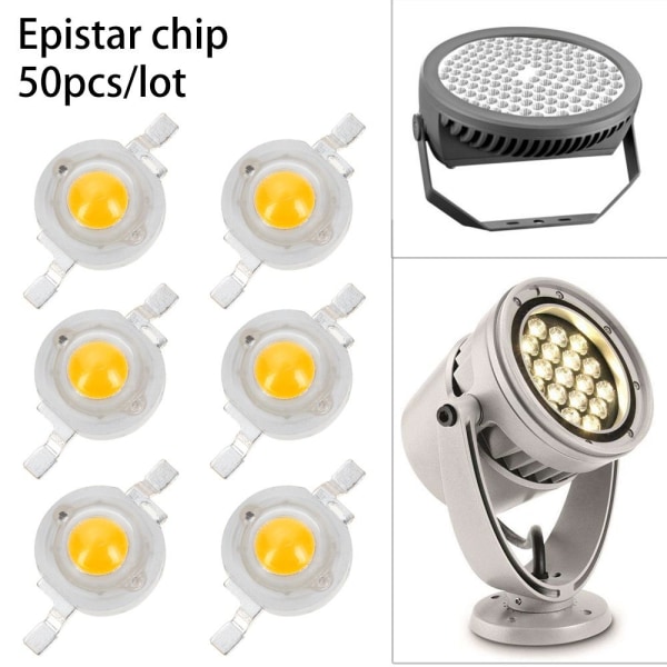 50 STK LED-lampeperler 1W 2W 3W VARM HVIT 3W 3W warm white 3W-3W