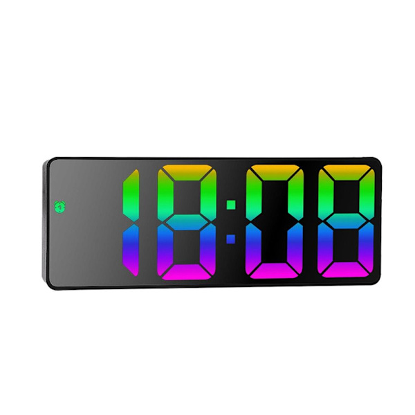 Led Mirror Digital Vekkerklokke Nattmodus Bordklokke SVART Black Black Shell C-Black Shell C