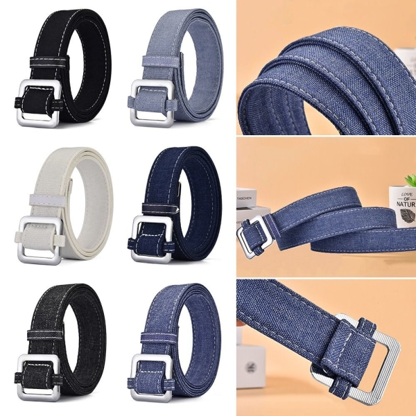 Denim Canvas Bälte Legering Icke-poröst spänne Midjeband MÖRKBLÅT dark blue