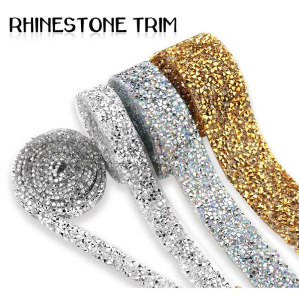 Rhinestone Trim Crystal Tape GULD 10MM BREDD 10MM BREDD gold 10mm width-10mm width