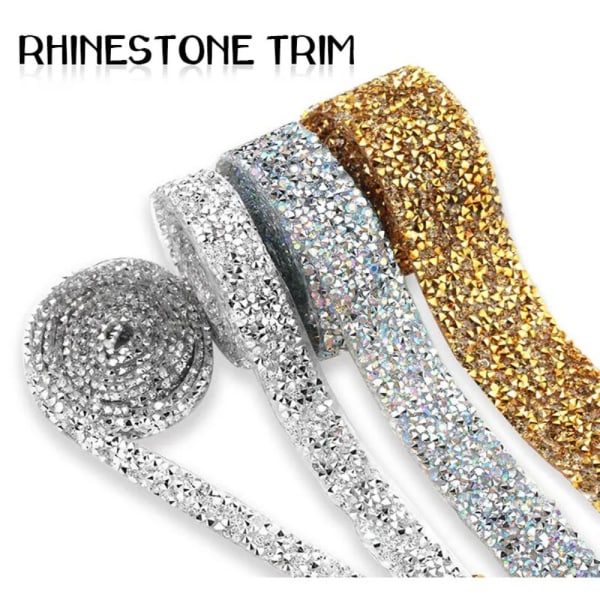 Rhinestone Trim Crystal Tape GULD 30MM BREDD 30MM BREDD gold 30mm width-30mm width